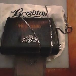 Brighton croco embossed shoulder/clutch crossbody chain bag NWT
